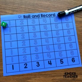 Roll and Record Math center freebie - A Kinderteacher Life