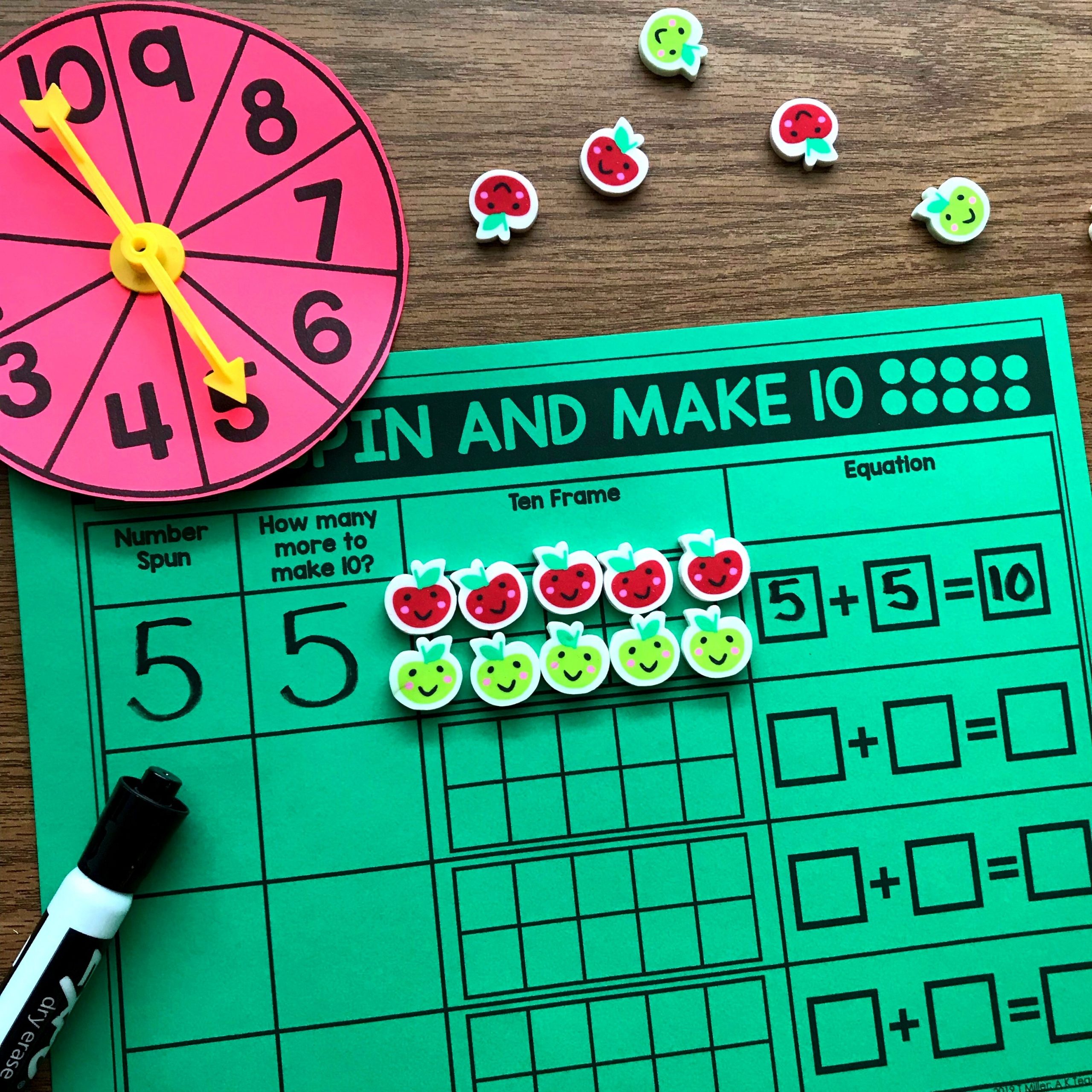 Spin And Make 10 Freebie Math Game A Kinderteacher Life