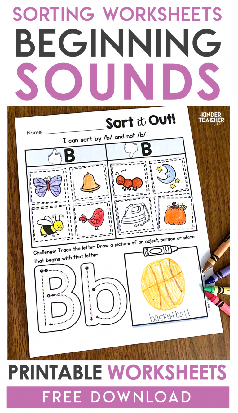 FREE Phonemic Awareness Sorting Worksheets - A Kinderteacher Life