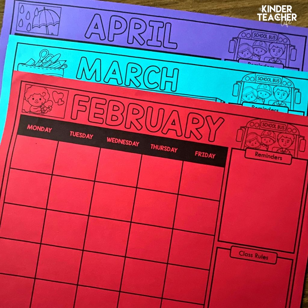 Free Editable Monthly Class Calendars - A Kinderteacher Life